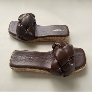 JEFFREY CAMPBELL Quadro Espadrille Slide Sandal In Chocolate size 36EU/6 US